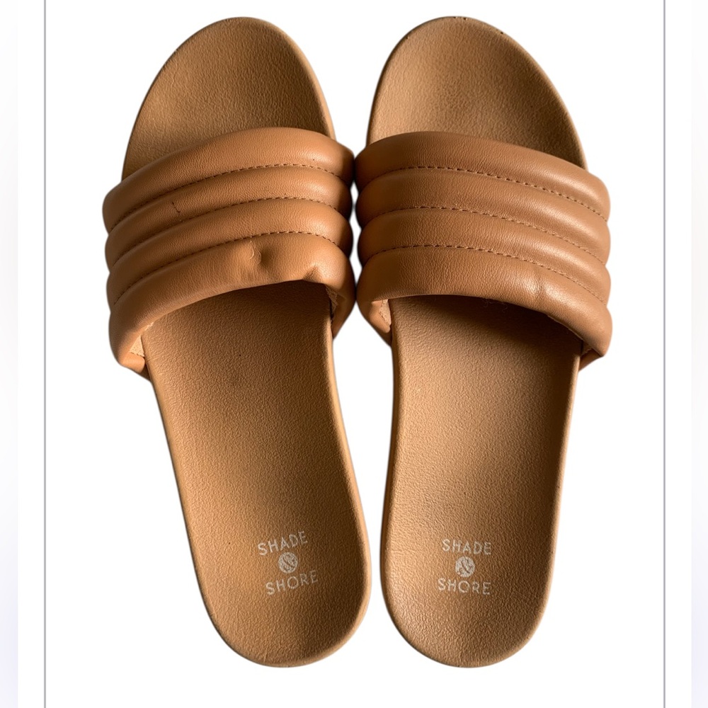 Shade & Shore Tan Slide Sandals Minimalist Design SIZE 7